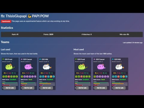 ThisisGiupapi 💪PAPI POW S20 Top 1 Player Gameplay | Axie Infinity