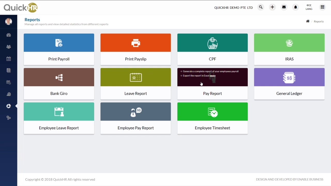 QuickHR Tutorial Chapter 7-1 Reports
