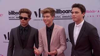 BBMAs 2017 FashionCam Emery Kelly, Ricky Garcia and Liam Attridge of Forever In Your Mind