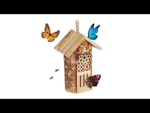 Insektenhotel Bienen & Schmetterlinge Braun - Bambus - Holzwerkstoff - 14 x 20 x 10 cm