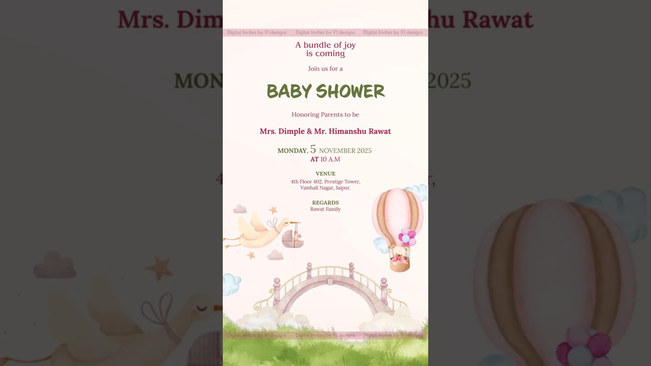 Watercolour Elephant Baby Shower Card