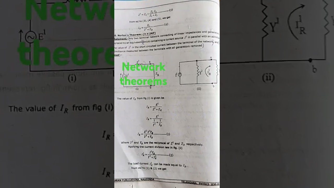 Degree sem3 // Network theorems// physics