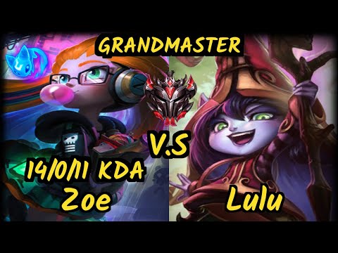 Tinowns (ZOE) vs LULU - 14/0/11 KDA MID GAMEPLAY - BR Ranked GRANDMASTER