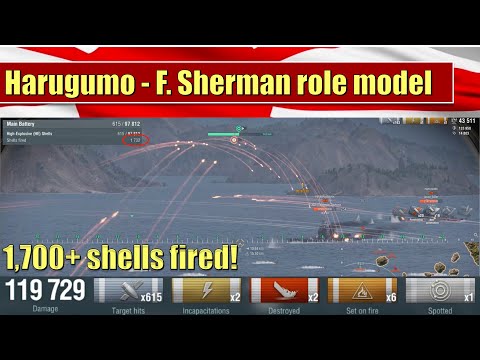 Harugumo - F. Sherman Role Model | 1700+ shells fired! | World of Warships
