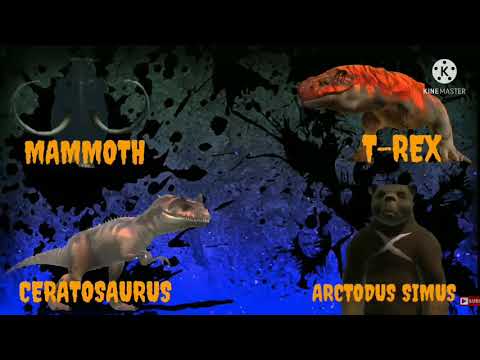 T-Rex And Arctodus simus VS Ceratosaurus And Mammoth  : Dinosaurs Battle Special