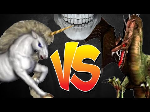 Heroes of Might and Magic III. War unicorn VS Wyvern monarch