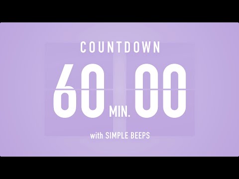60 Minute Countdown Timer ⏳ Flip Clock with Bell Alerts 💜🔔