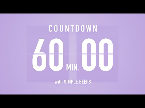 60 Min [ 1 Hour ] Countdown Flip Clock Timer / Simple Beeps ???? ????