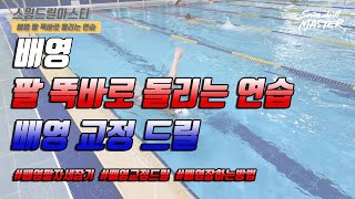 스윔 드릴 마스터 수영 - 배영 팔 똑바로 돌리는 방법, 배영교정드릴(Backstroke arm stroke drill)
