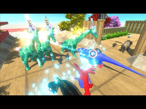 Escape from Lightning Giraffe Alien⚡ vs Super Hero Dinosaurs🦖 - Animal Revolt Battle Simulator