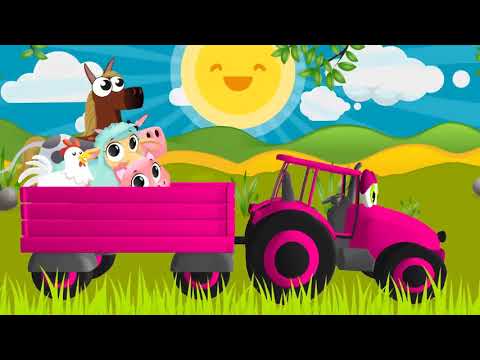 Песенки для детей   Зеленые Поля, Желтые Поля   Синий трактор и Животные Фермы