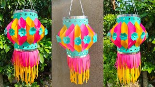 Download lagu DIY beautiful paper lantern/Akash kandil with paper/paper lamp holder/diwali decoration ideas  mp3