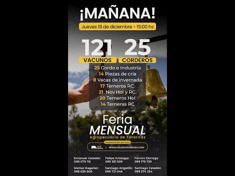 18/12/2025 Asociación Agropecuaria de Tarariras - Colonia - Celedón Mediza Negocios Rurales