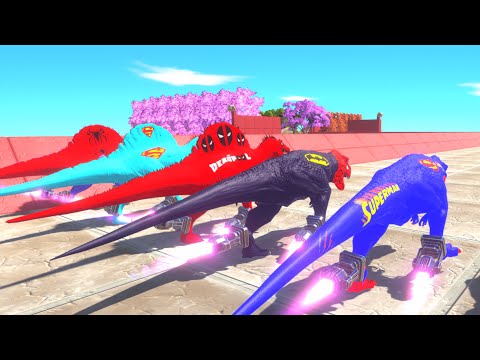 SUPERHERO DINOSAUR HIGH SPEED RACE -Animal Revolt Battle Simulator