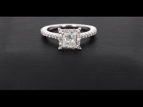 1.5 Carat F,SI3 Princess Cut Halo Pave Diamond Engagement Ring!