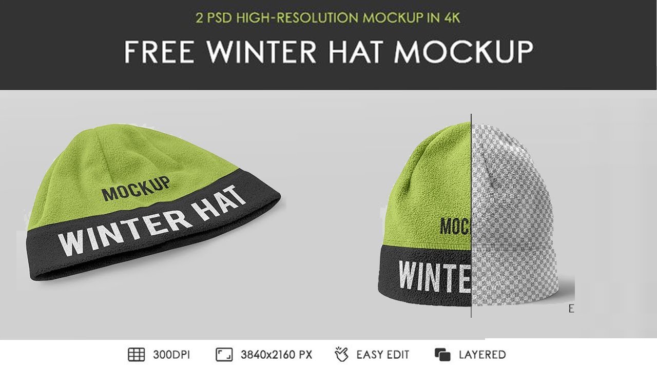 winter hat mockup download free
