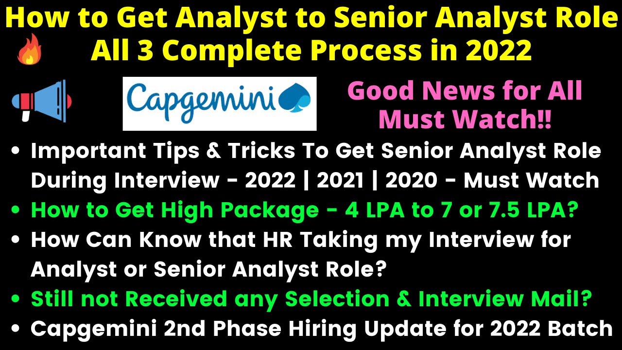 Change Capgemini Analyst to Senior Analyst Role | 4 to 7.5 LPA | Not Got Selection & Interview mail?