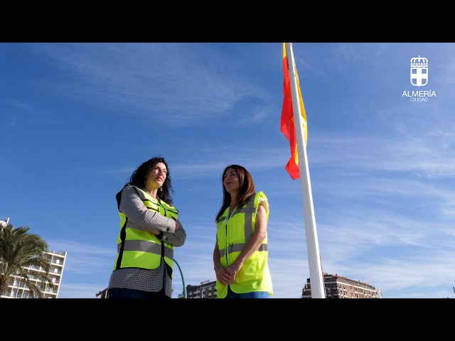 Vídeo relacionado con Oedim Bandera de Almería Sin Palo | 150x85cm | Reforzada y con Pespuntes | Bandera con 4 Lazos y Resistente al Agua