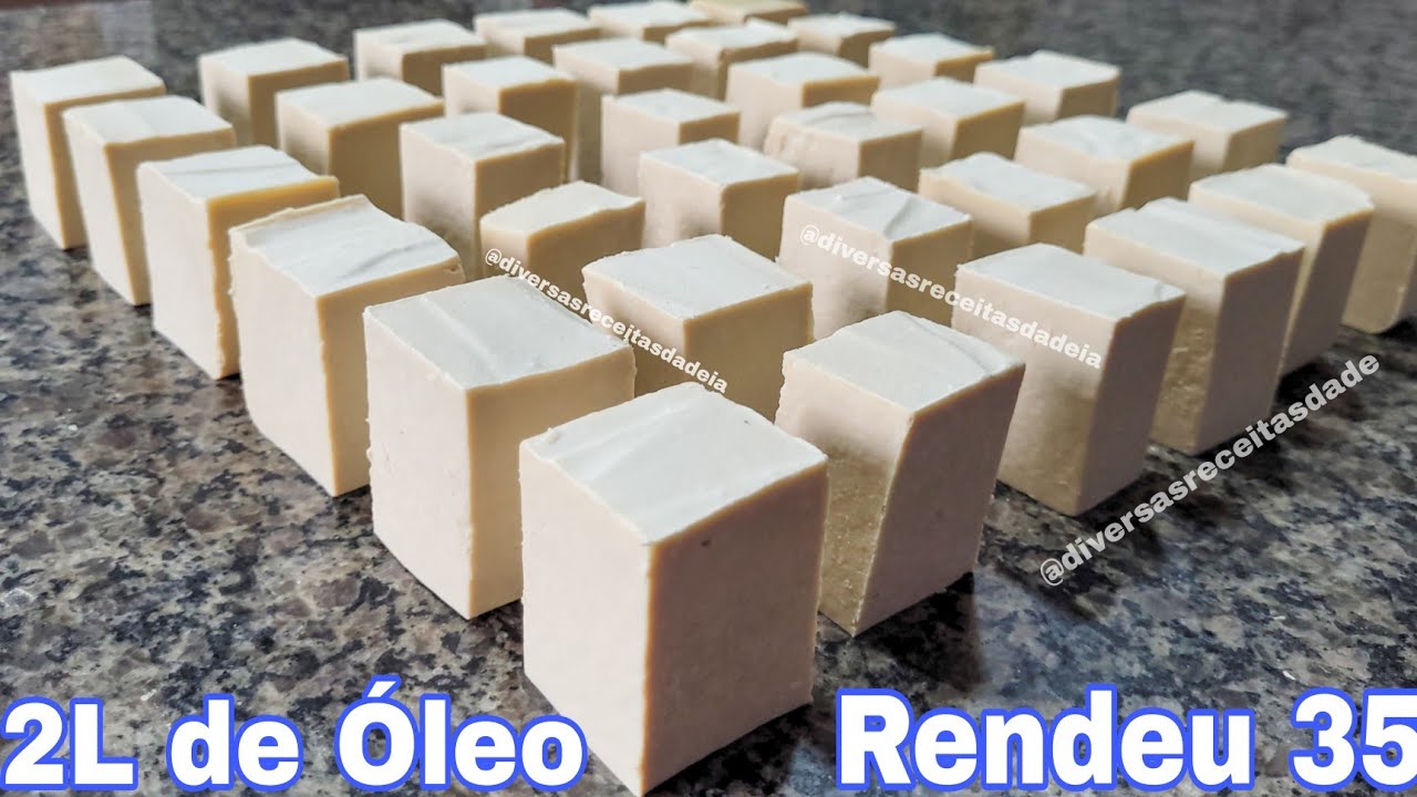 COMO FAZER SABÃO CASEIRO COM 2L DE ÓLEO USADO RENDEU 35 BARRAS  NÃO GASTO MAIS DINHEIRO COM SABÃO