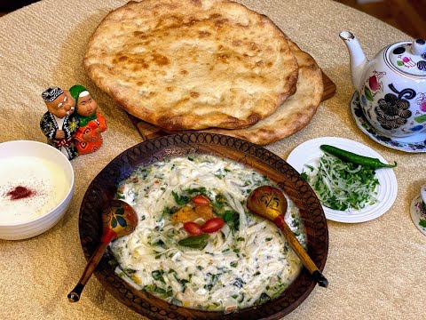 Оши буридаи точики. Tajik Herb-Loaded Soup "Oshi Burida" Healthy Diet. Диетический таджикский суп.