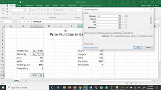 Bond Valuation   Price Function in Excel