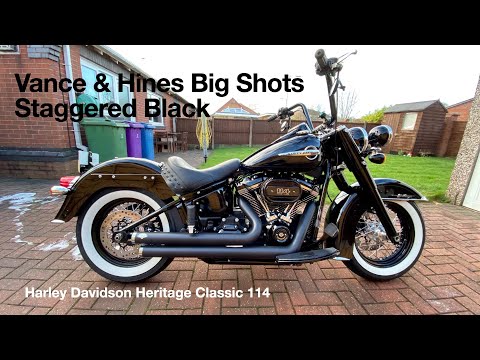 Vance & Hines Big Shot Staggered in Black - Cold Start on my Harley-Davidson Heritage Classic 114