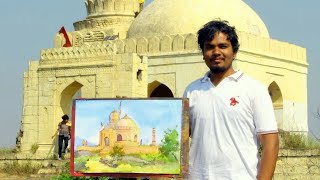 preview picture of video 'Parish S. Jumnake live painting demo #at dhagya dongar  (khandekar maharaj temple) sinnar'