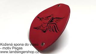 Kožená spona do vlasů - motiv Pegas