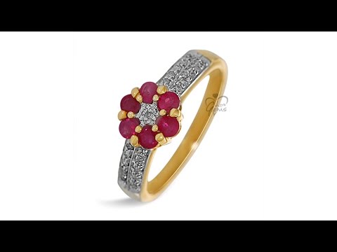 9ct Gold .30ct Ruby & Diamond Cluster Ring - Hatton Jewellers London