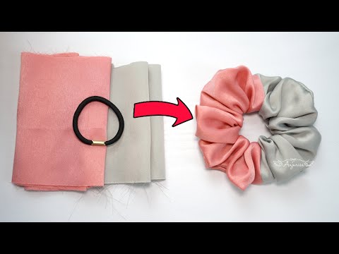 Turn Your Hair Tie to 2-TONES Scrunchies 😍 Making...