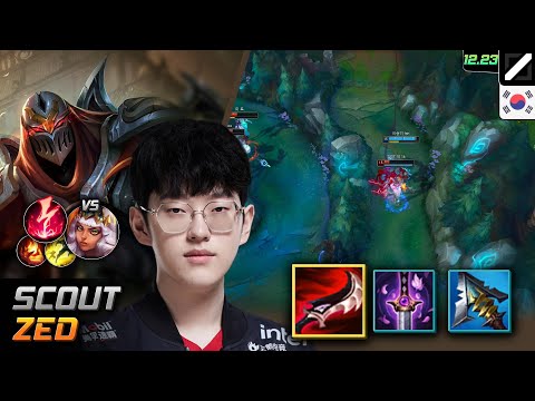Scout Mid Zed Build Duskblade of Draktharr Electrocute - Scout Zed Match Highlight - LOL KR 12.23