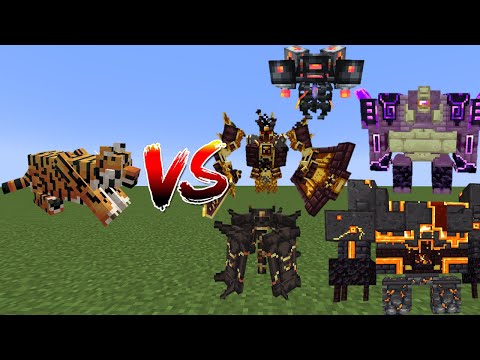 recyclingTiger(AME's Joke Mobs ,Tiger Special) Vs L_Ender's Cataclysm Bosses - Minecraft