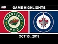 NHL Highlights | Wild vs. Jets - Oct. 10, 2019 NHL Highlights | Wild vs. Jets - Oct. 10, 2019