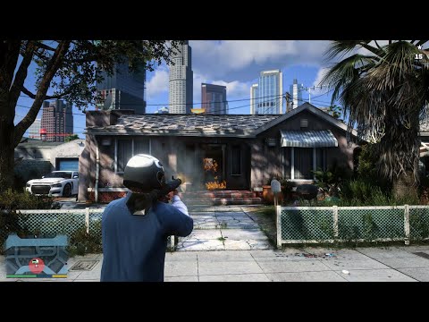 Franklin blowing up his old house in GTA 5