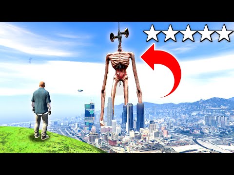 SUPER GIANT SIREN HEAD Invades The CITY! (Taller Than BUILDINGS!) - GTA 5 Mods Funny Gameplay