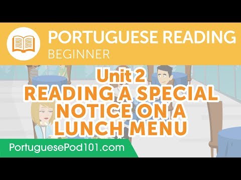 Portuguese Beginner Reading Practice - Reading a Special Notice on a Lunch Menu