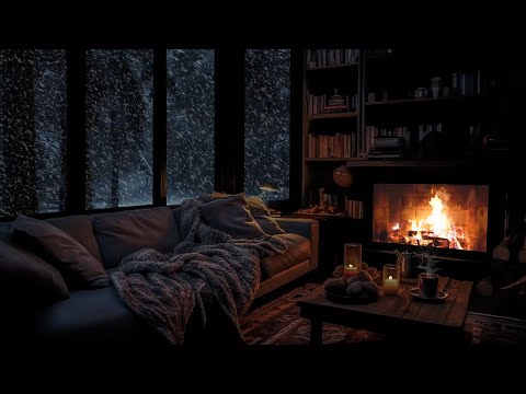 Overcome stress with a winter wonderland | Sleep, relax with the sound of the fireplace | snow storm
