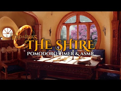 LORD OF THE RINGS Ambience | THE SHIRE Study Session | POMODORO Timer & ASMR Page Turning