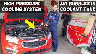 HIGH PRESSURE IN COOLING SYSTEM, BUBBLE IN OVERFLOW TANK CHEVY, CHEVROLET, GMC, BUICK, CADILLAC