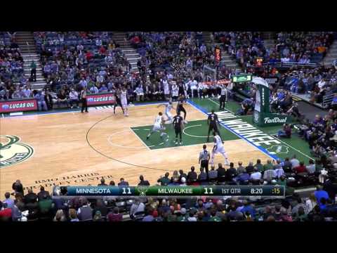 Khris Middleton vs Timberwolves (2016/03/04) - 32 Pts, 8-9 THREES, 11-16 FGM!
