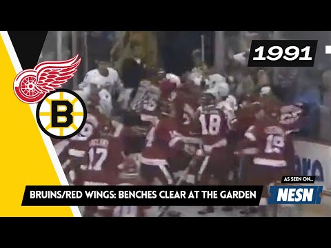 1991-92 - Red Wings @ Bruins - Bench Clearing Brawl