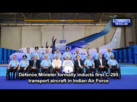Defence Minister formally inducts first C 295 transport aircraft in Indian Air Force