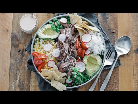 Taco Salad with Grilled Marinated Skirt Steak