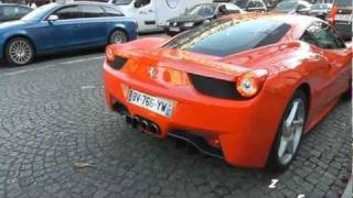 Ferrari 458 italia INVASION in Paris - Start up, accelerations, revs and ride !!
