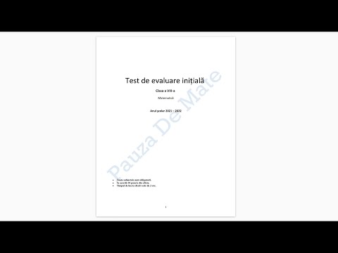 Test evaluare initiala clasa a VIII-a - Model Pauza de Mate