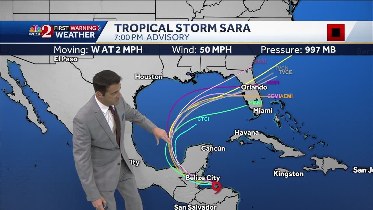 Tropical Storm Sara to significantly weaken on path to Central Florida, drive up rain chances