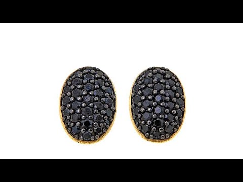 Bellezza 1.31ctw Black Spinel Bronze Oval Button Earrings