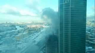 preview picture of video 'Moscow-City OKO rooftop fire january 25 11-10 local time'