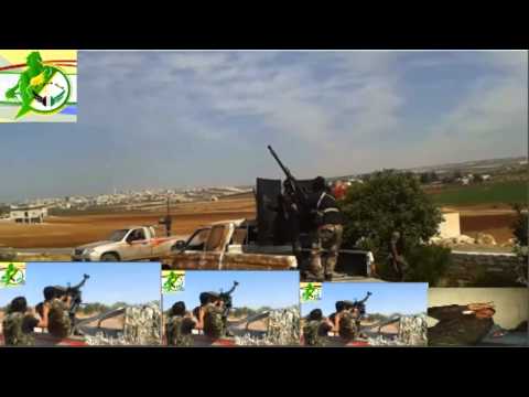 التصدي للطيران الحربي بالرشاشات الثقيلة من قبل لواء خط النار في ريف حماة