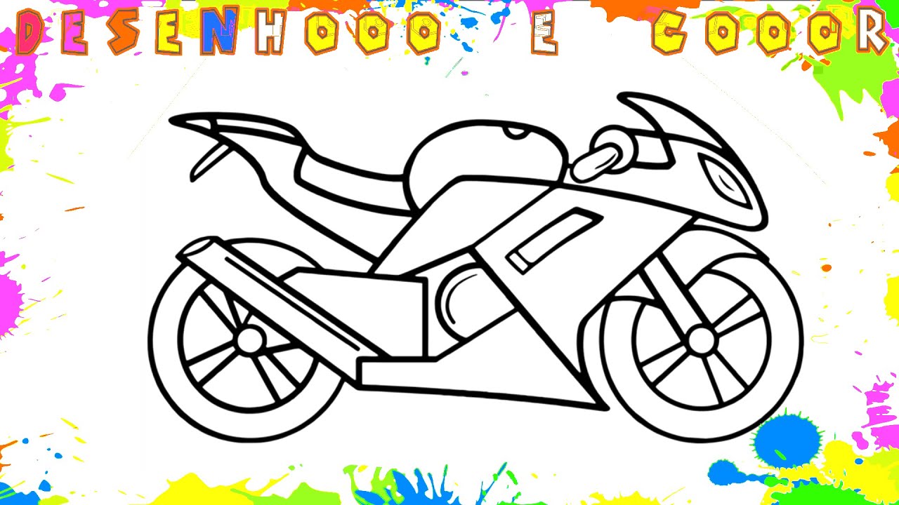 Como Desenhar uma MOTO | ESPORTE | Desenho para Colorir e Imprimir | Desenhooo e Cooor